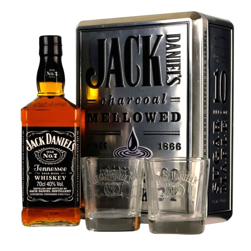 Jack Daniels Original Gift Set (1 x70cl Bottle & 2 Branded Tumblers)