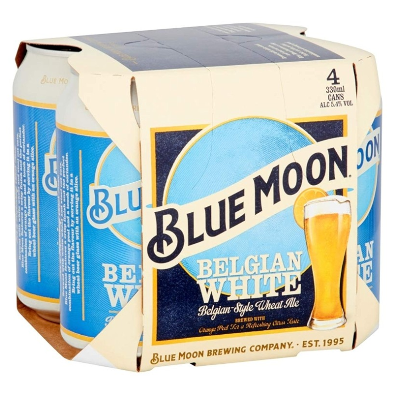 Blue Moon Belgian Style Wheat Beer 4 x 330ml Cans