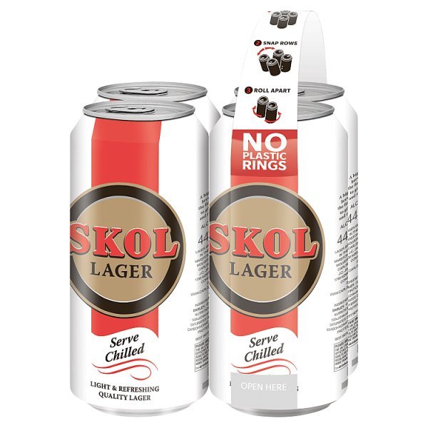 Skol Lager Beer 4 x 500ml Cans
