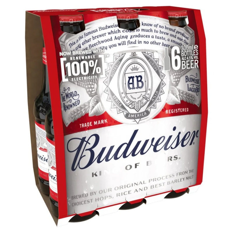 Budweiser 6 x 300ml Bottles
