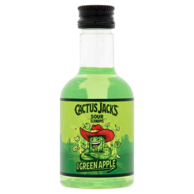 Cactus Jacks Green Apple Sour Schnapps 5cl Miniature Bottle